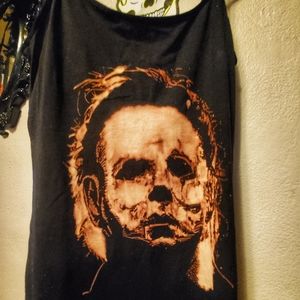 Ooak Michael Myers bleach portrait tank top